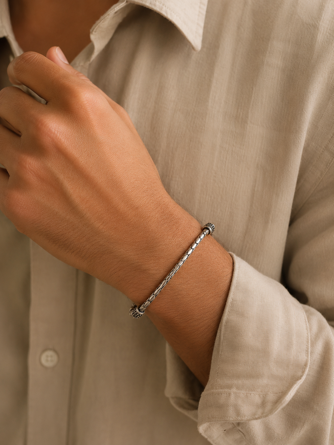 SerpentWeave Oxidised Silver Bracelet