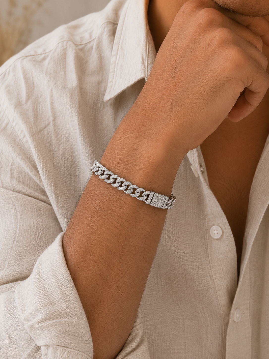 DiamondCurb Silver Bracelet
