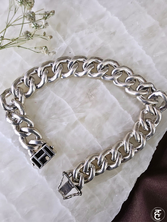 Handcrafted Oxidised Silver Men Bracelet
