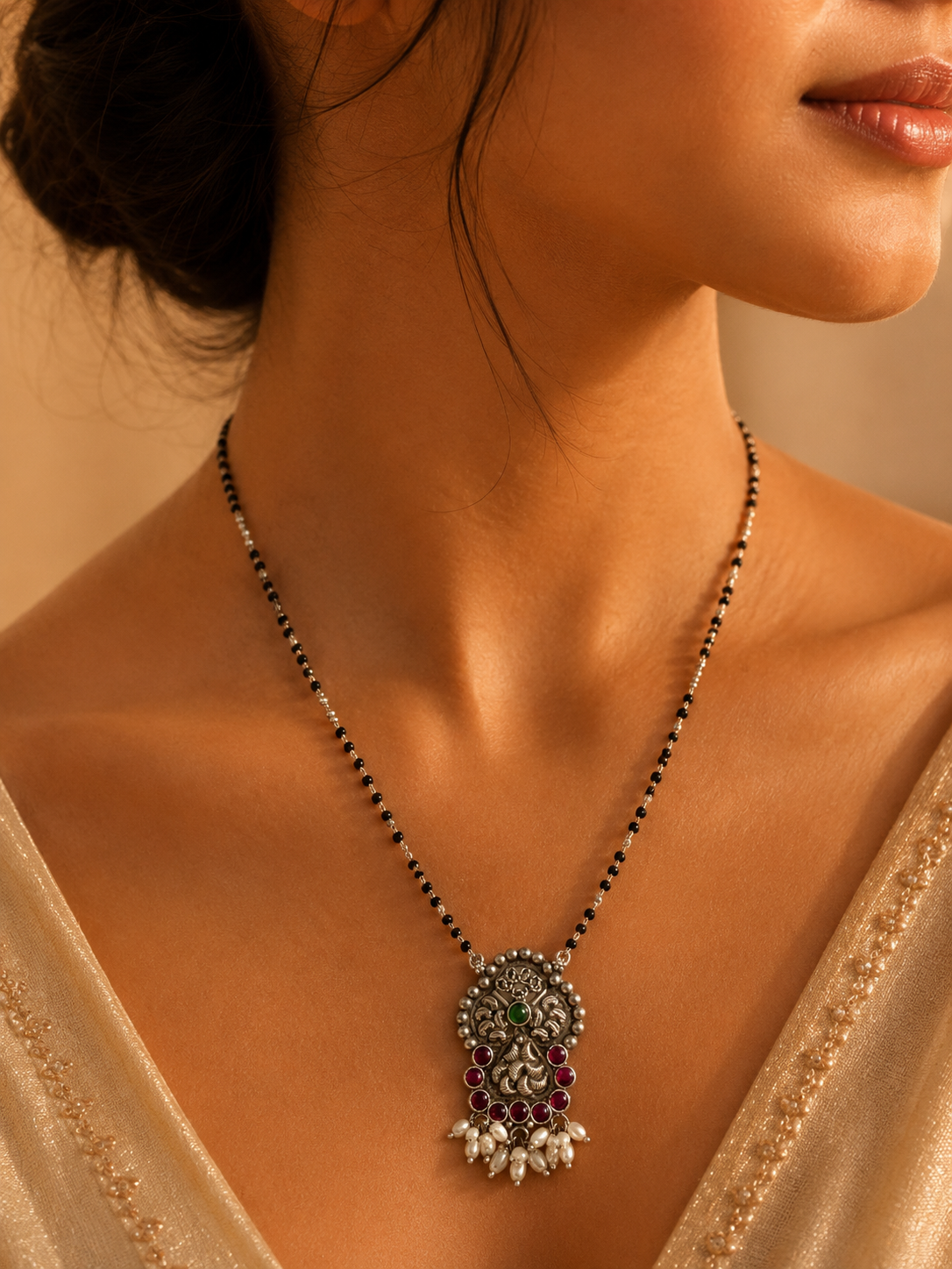 Royal Peacock Pearl Drop Mangalsutra