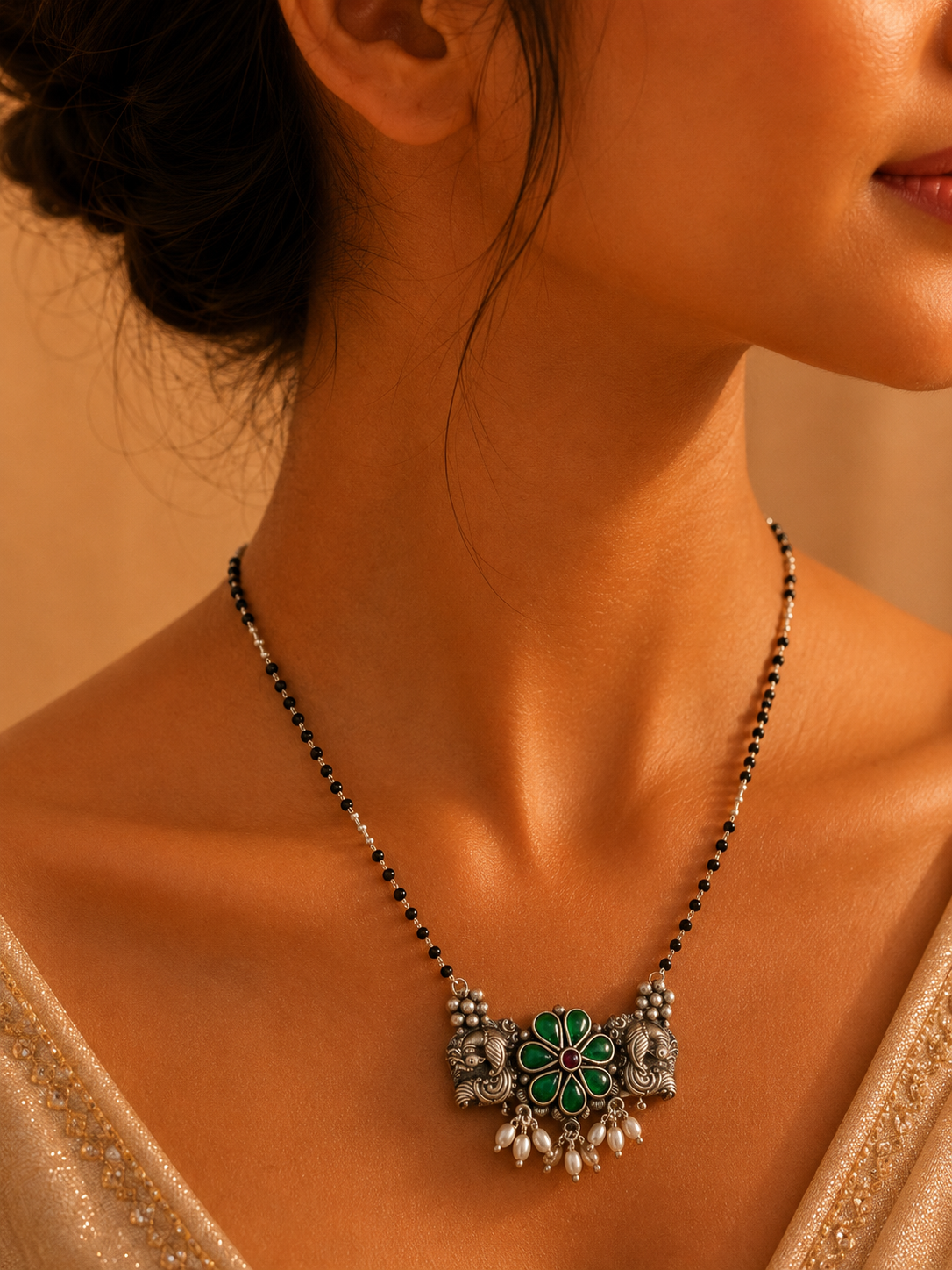 Emerald Floral Heritage Mangalsutra