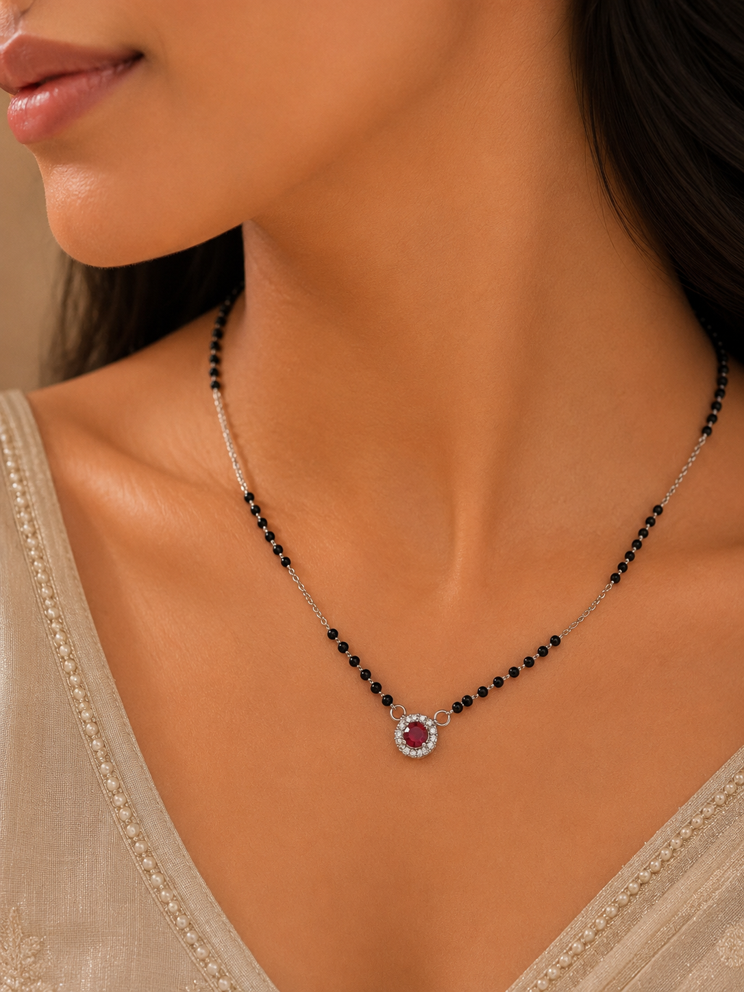 Crimson Aura Diamond Mangalsutra