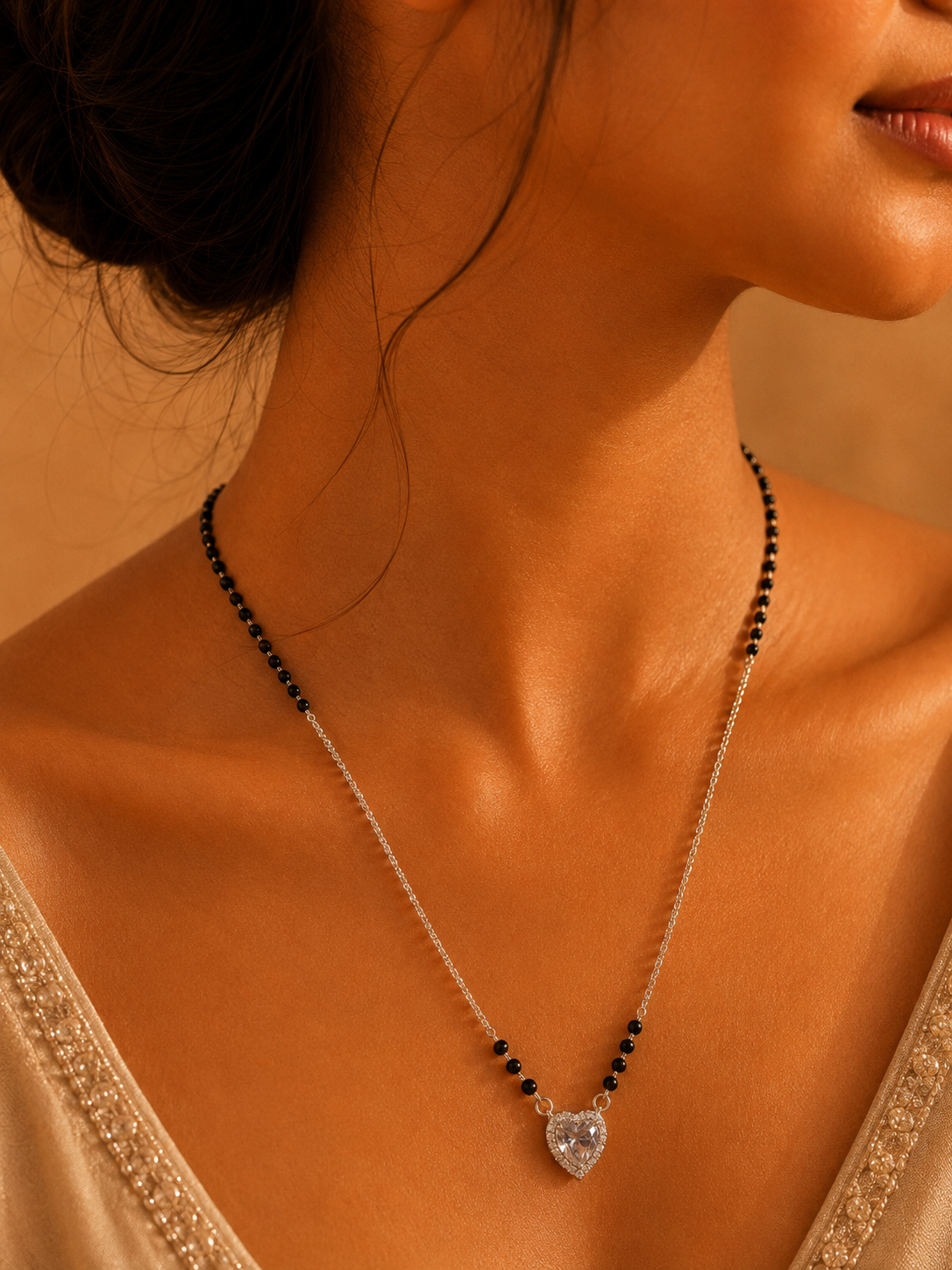 Heart Halo Diamond Mangalsutra