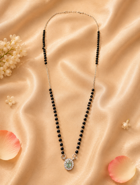 Emerald Halo Diamond Mangalsutra