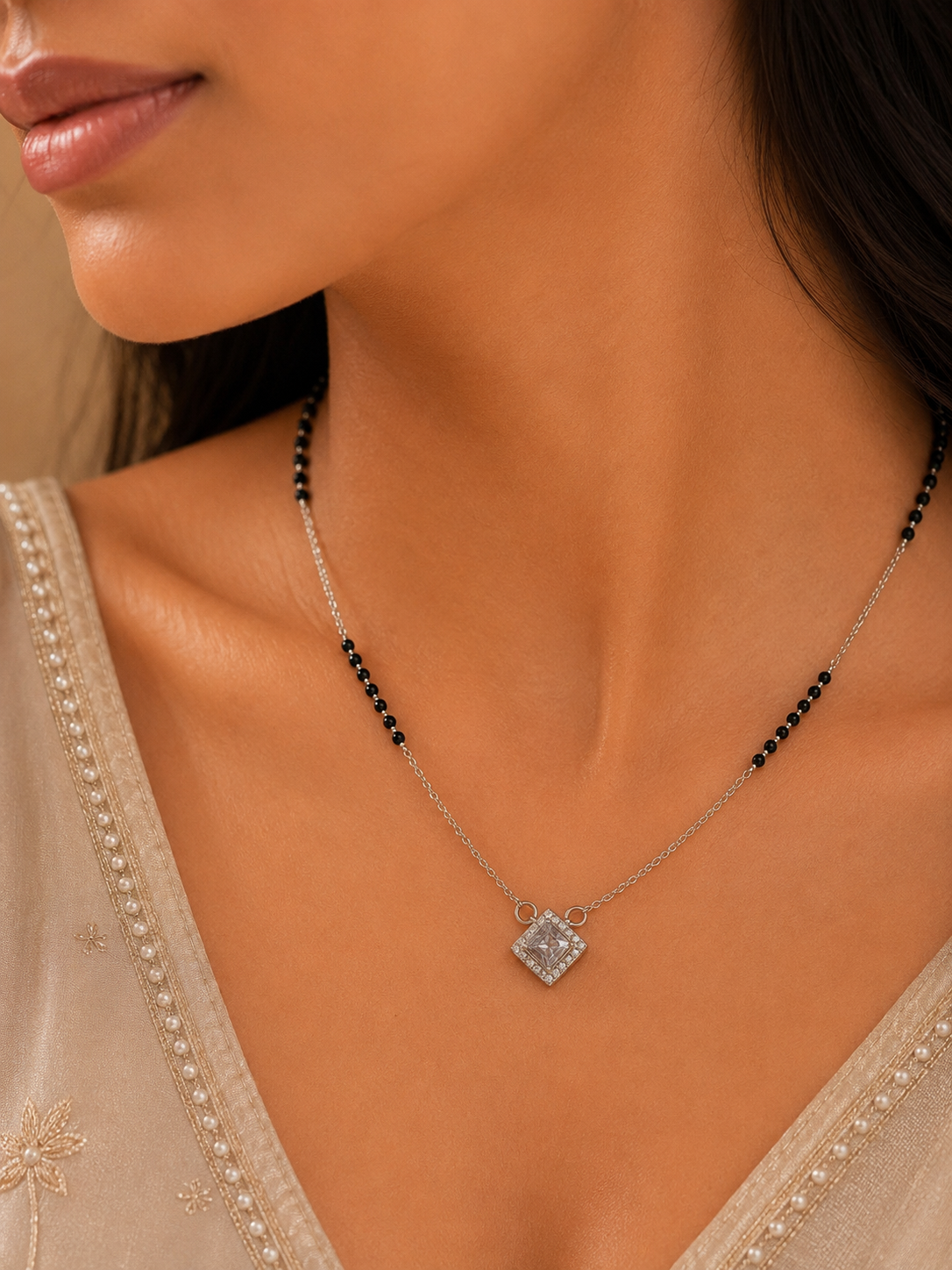 Celestial Square Halo Diamond Mangalsutra
