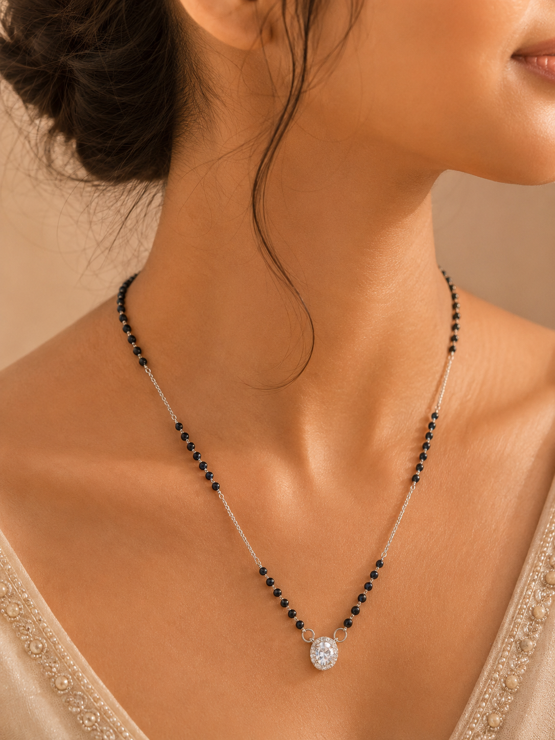 Oval Aura Diamond Mangalsutra