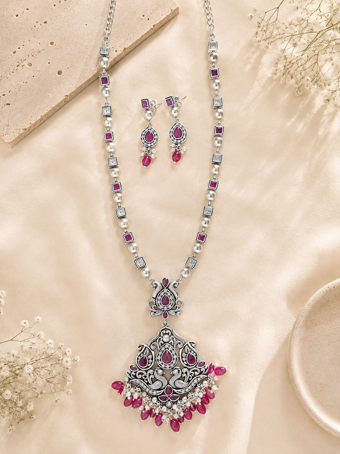 Handcrafted Oxidised Silver Necklace Set