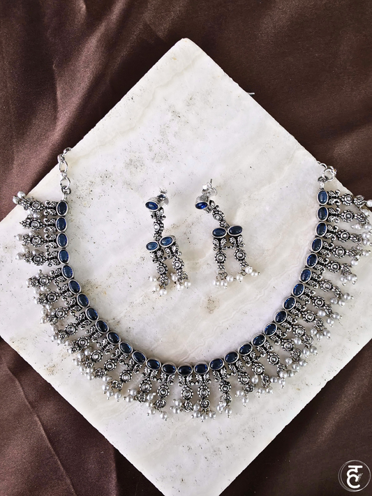 Handcrafted Oxidised Silver Necklace Set