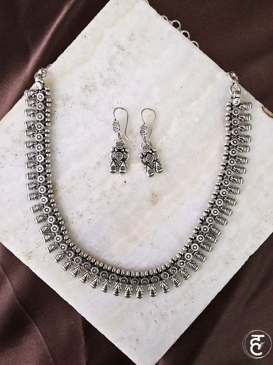 Handcrafted Oxidised Silver Necklace Set