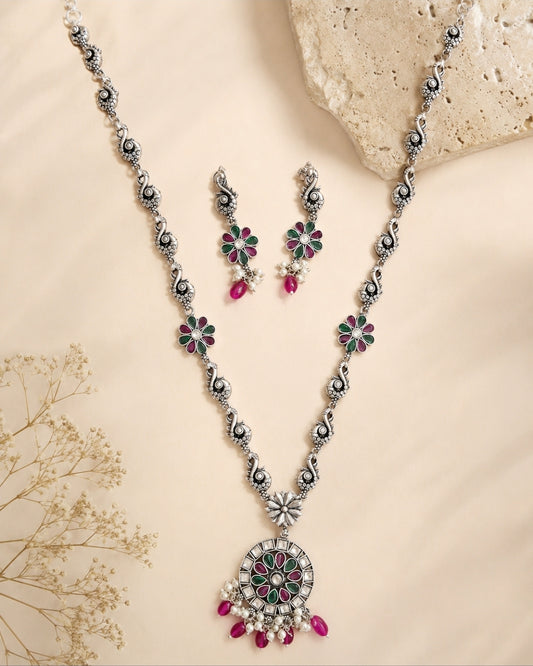 Handcrafted Oxidised Silver Necklace Set