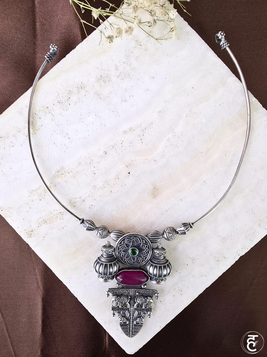 Handcrafted Oxidised Silver Necklace Set