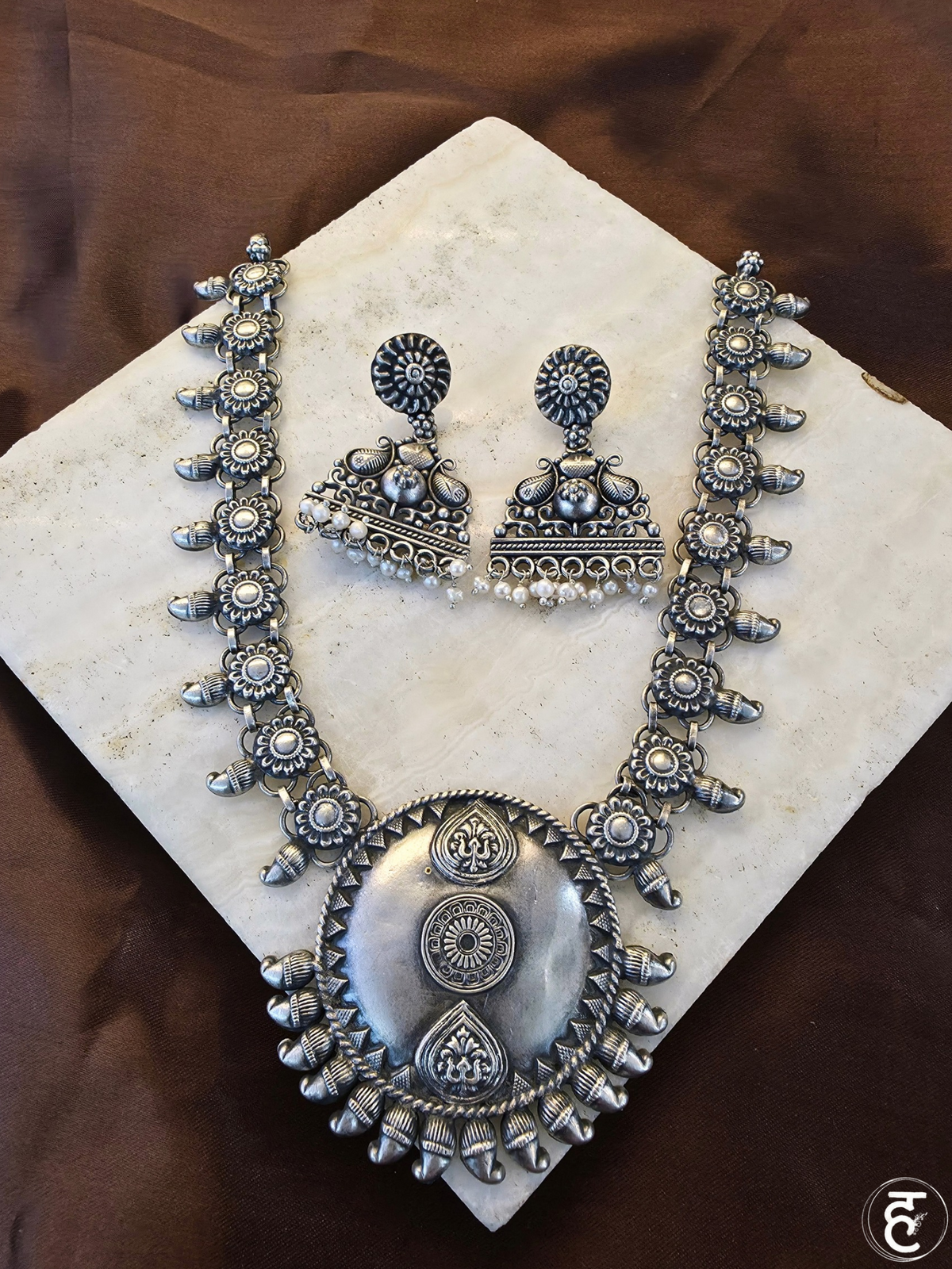Handcrafted Oxidised Silver Necklace Set