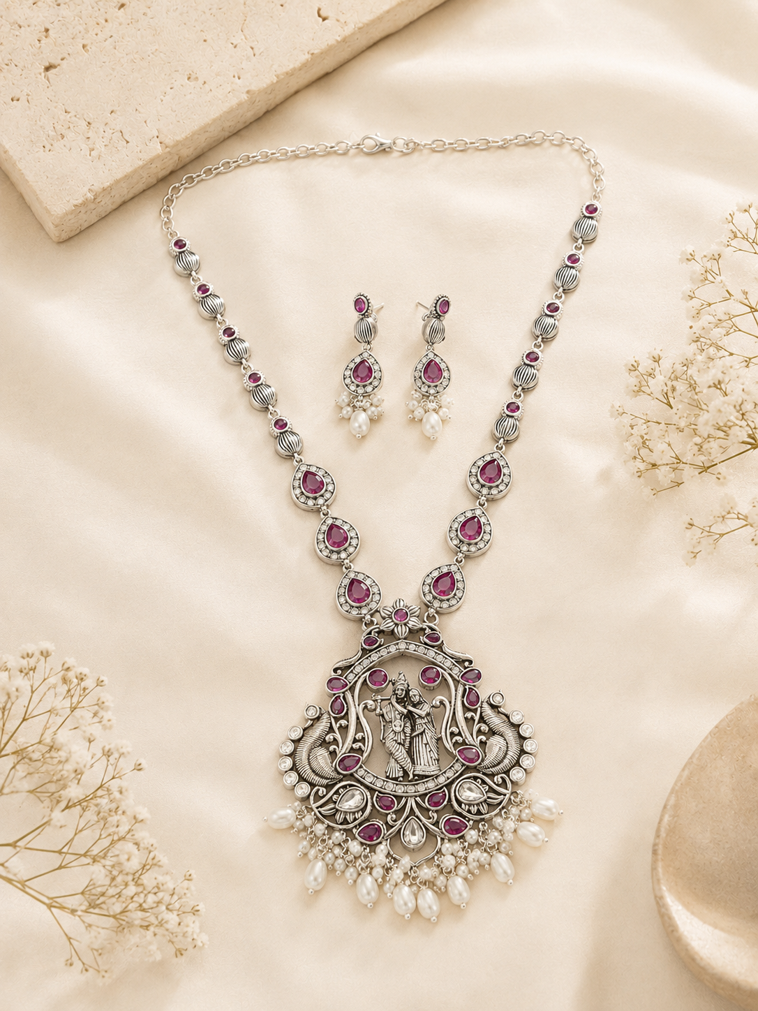 Handcrafted Oxidised Silver Necklace Set