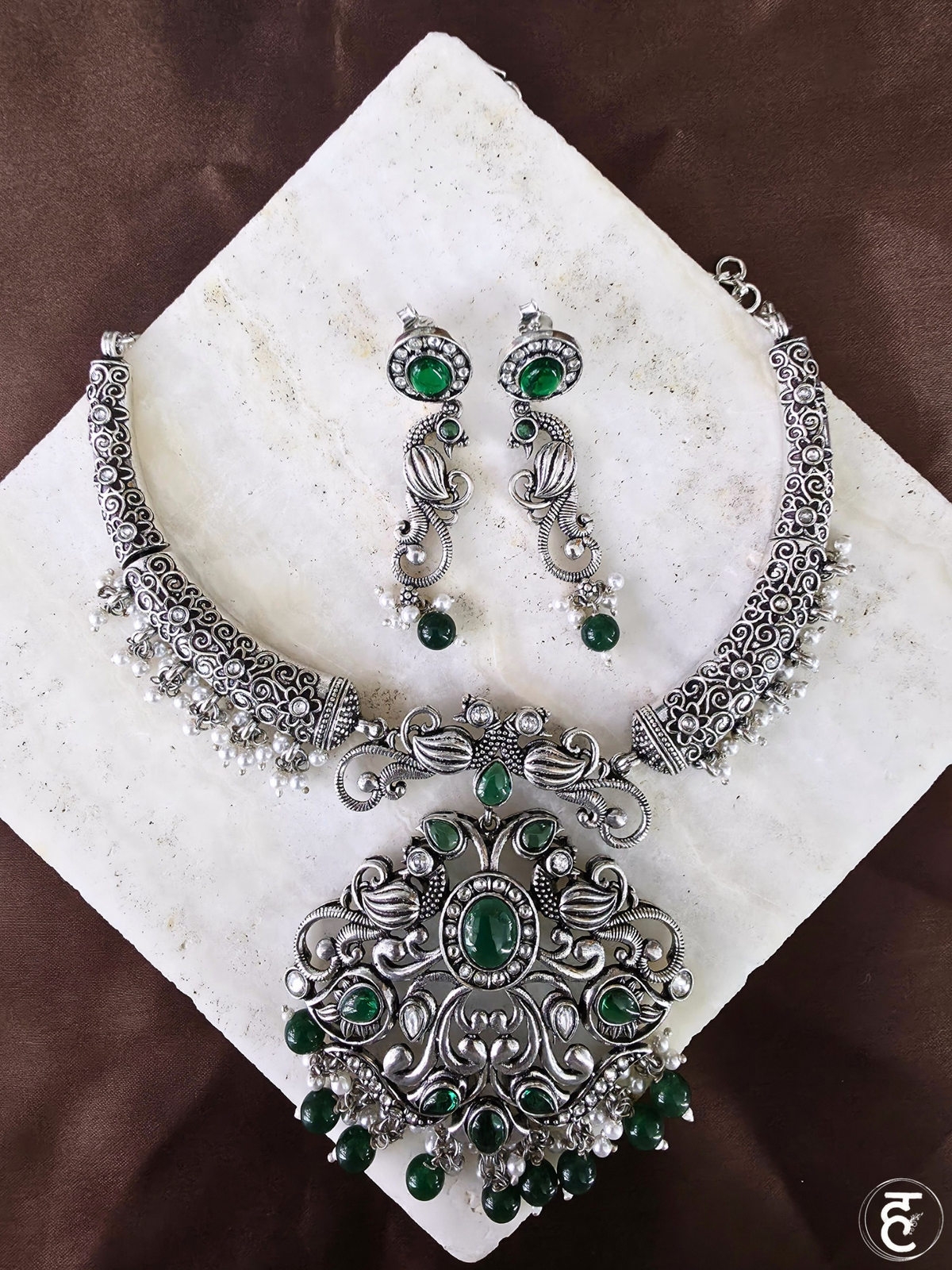 Handcrafted Oxidised Silver Necklace Set