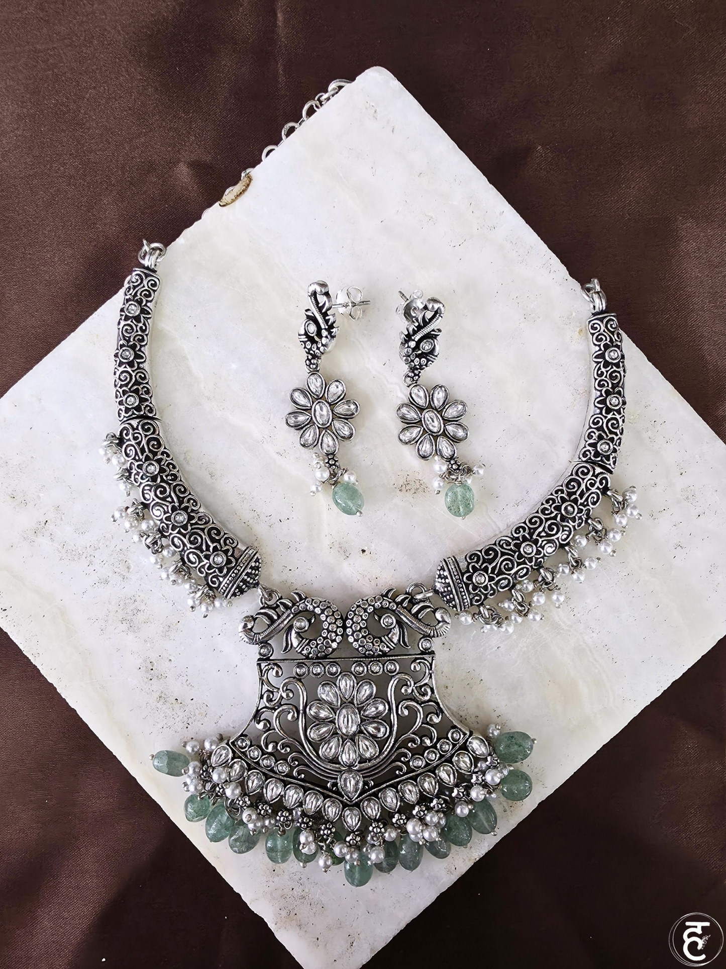 Handcrafted Oxidised Silver Necklace Set