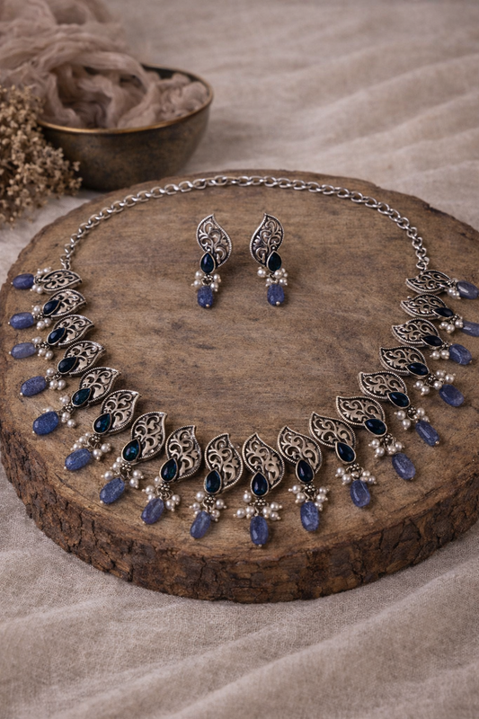 Handcrafted Oxidised Silver Necklace Set