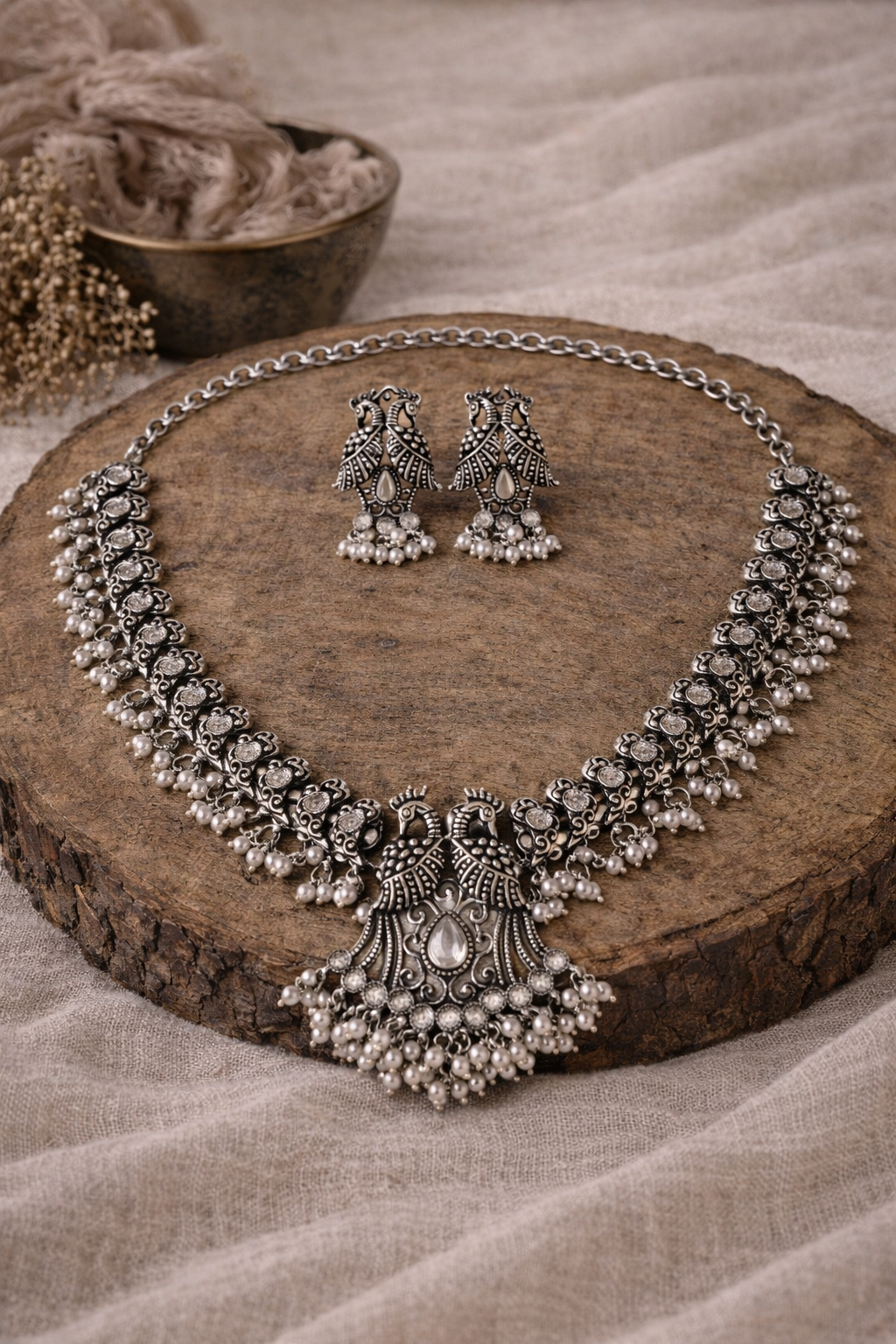 Handcrafted Oxidised Silver Necklace Set