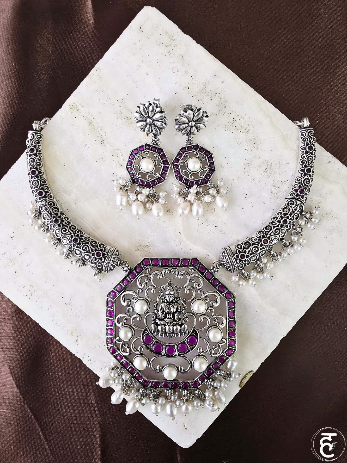 Handcrafted Oxidised Silver Necklace Set