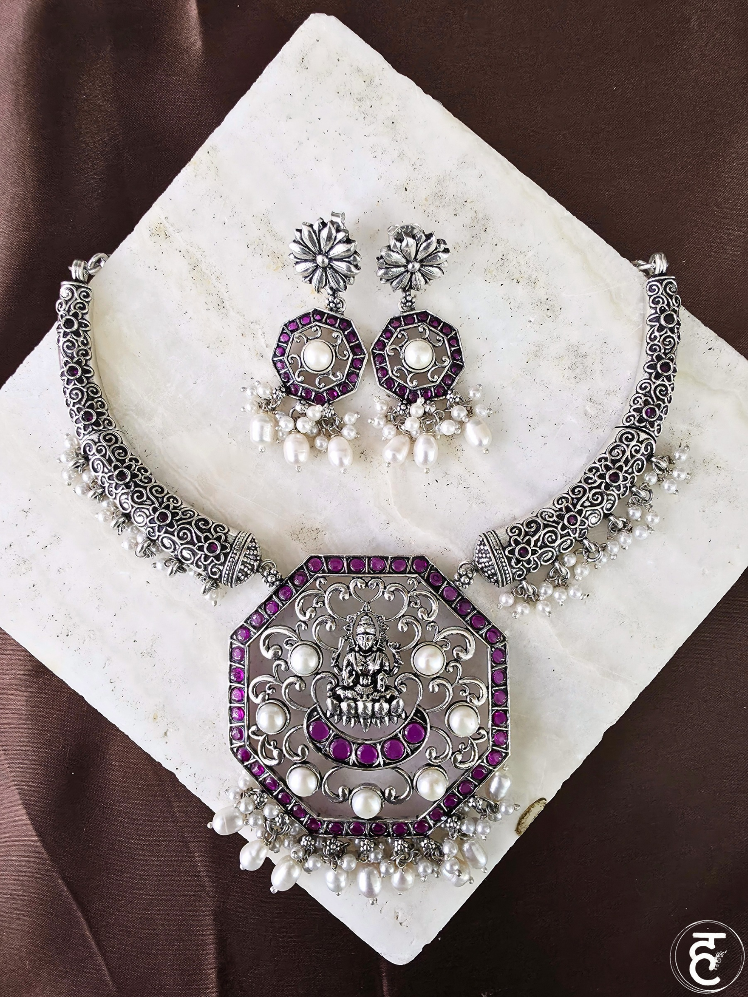 Handcrafted Oxidised Silver Necklace Set
