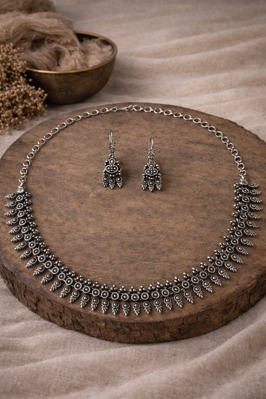 Handcrafted Oxidised Silver Necklace Set