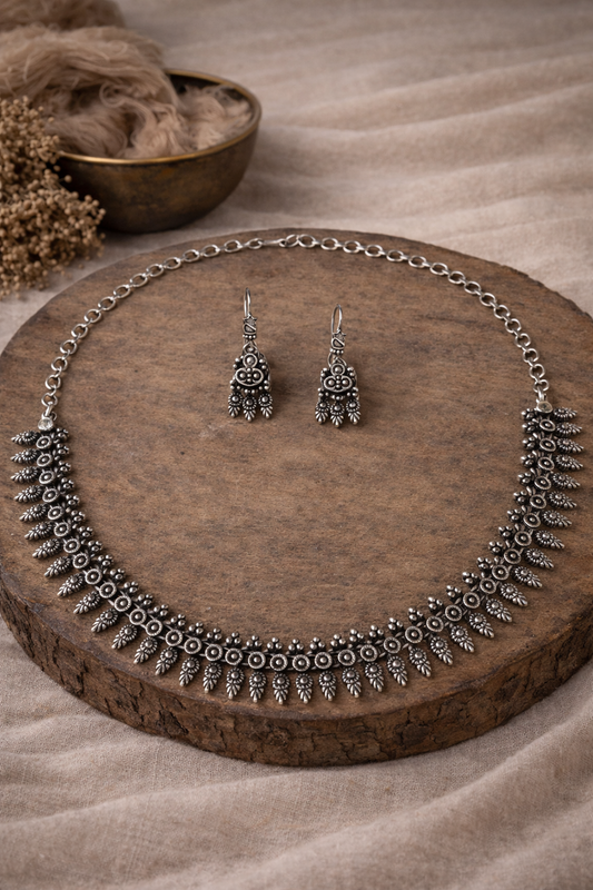 Handcrafted Oxidised Silver Necklace Set