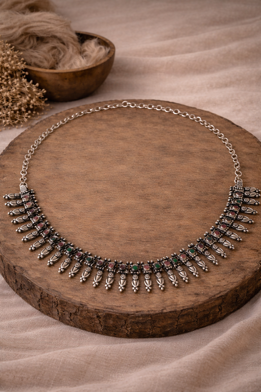 Handcrafted Oxidised Silver Necklace Set