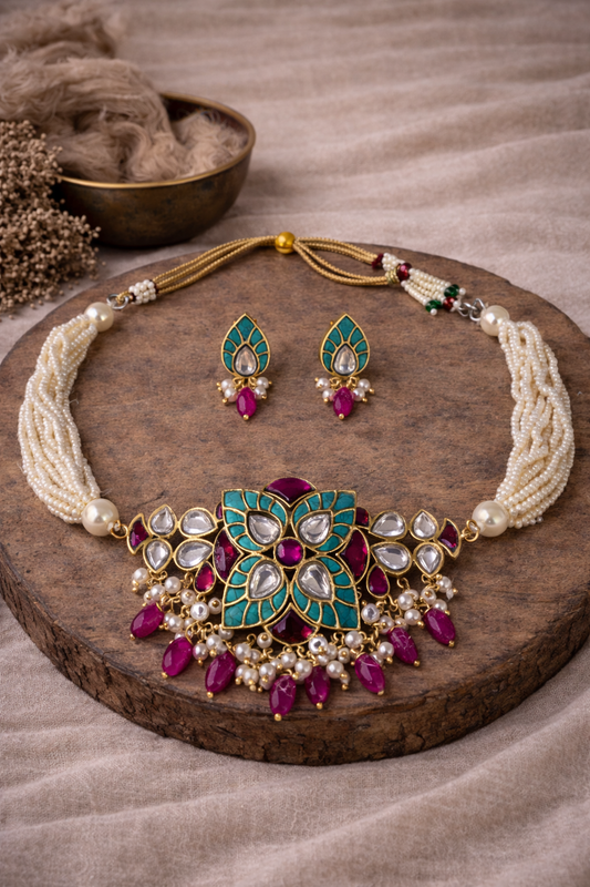Handcrafted Oxidised Silver Necklace Set