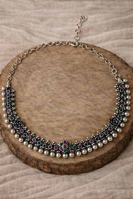 Handcrafted Oxidised Silver Necklace Set