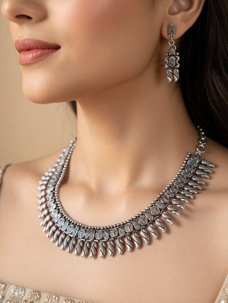 Cascading Leaf Necklace Set