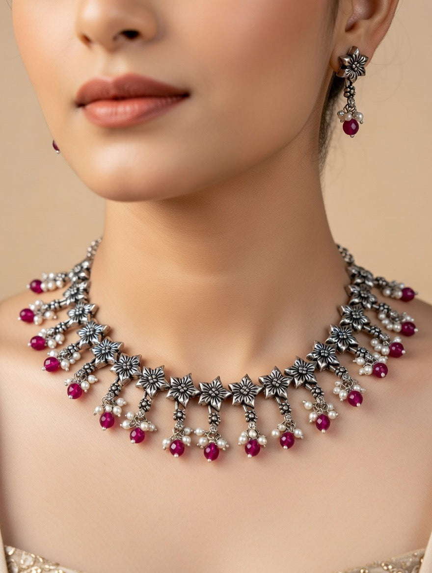 Floral Drop Necklace Set