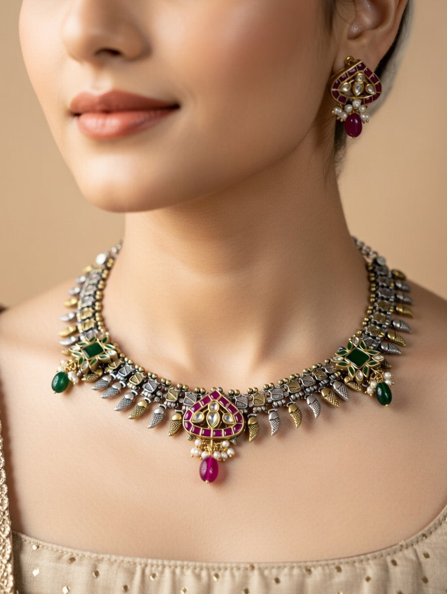 Tribal Kundan Drop Necklace Set