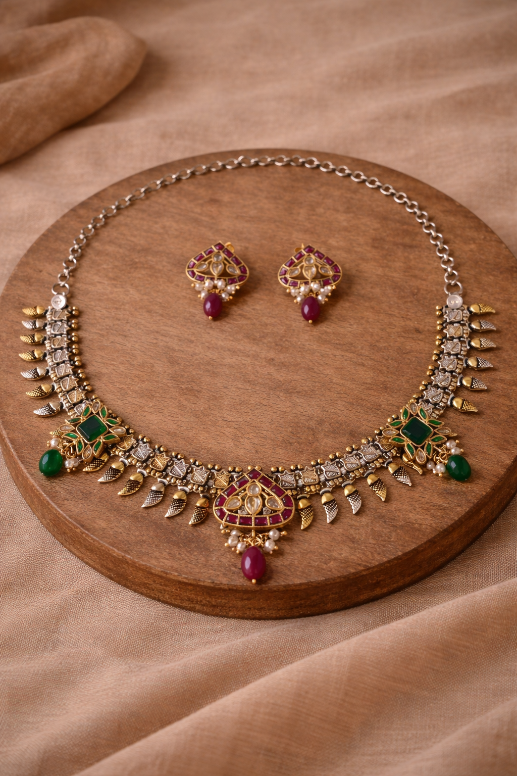 Handcrafted Oxidised Silver Necklace Set