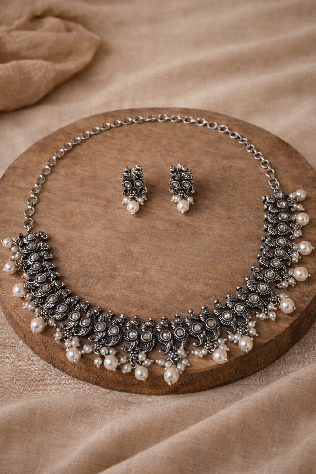 Handcrafted Oxidised Silver Necklace Set