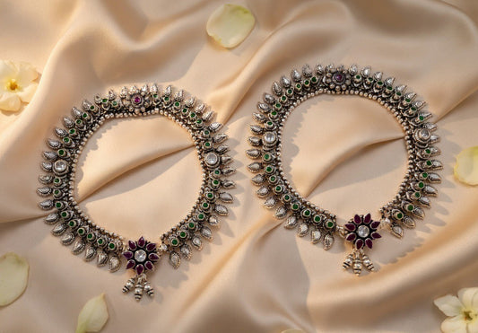 Handcrafted Oxidised Silver Anklets