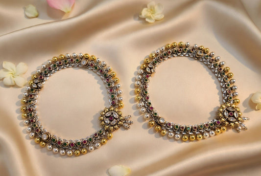 Handcrafted Oxidised Silver Anklets