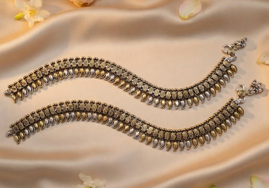 Handcrafted Oxidised Silver Anklets