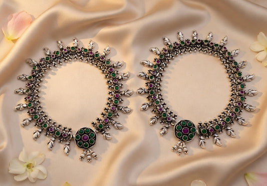Handcrafted Oxidised Silver Anklets