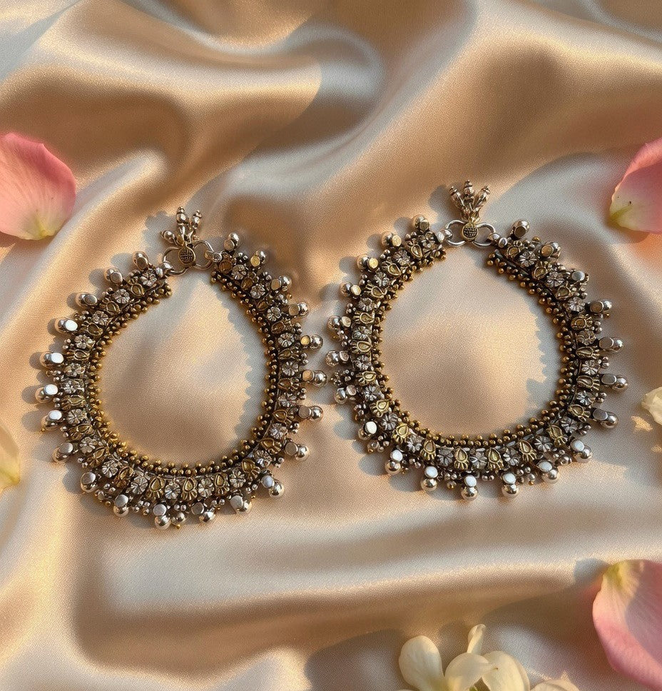 Handcrafted Oxidised Silver Anklets
