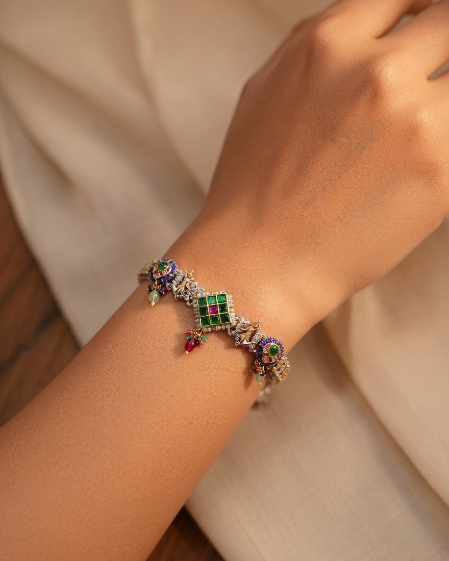 Rangmahal Kundan Charm Bracelet