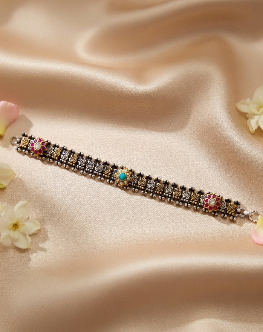 Pushpika Kundan Meenakari Bracelet