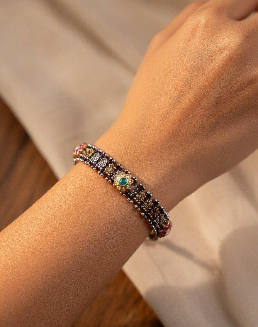Pushpika Kundan Meenakari Bracelet