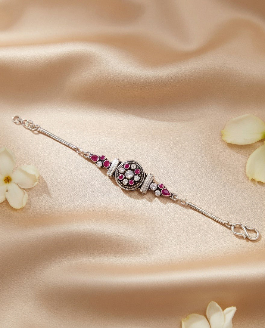 Chandraprabha Ruby Polki-Style Bracelet