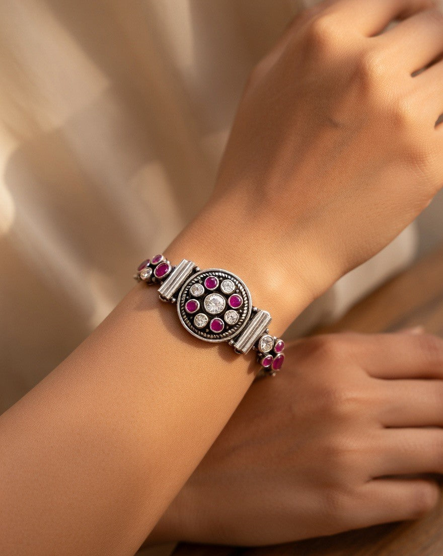 Chandraprabha Ruby Polki-Style Bracelet