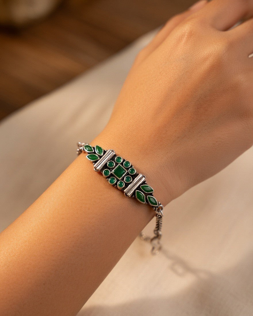Haritmani Kundan Meenakari Bracelet