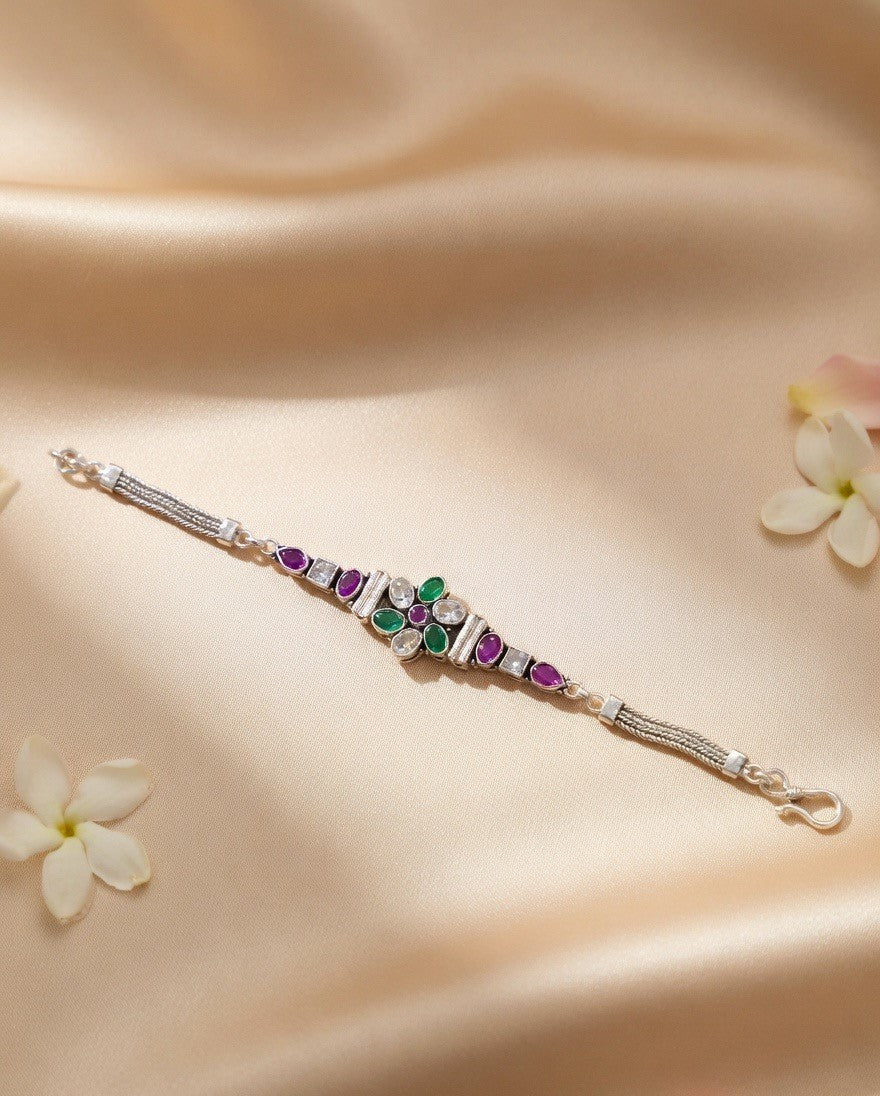 Navratna Kundan Floral Bracelet