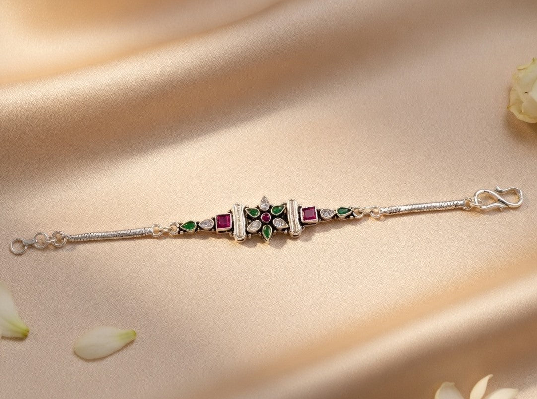 Rangpushpa Kundan Floral Bracelet