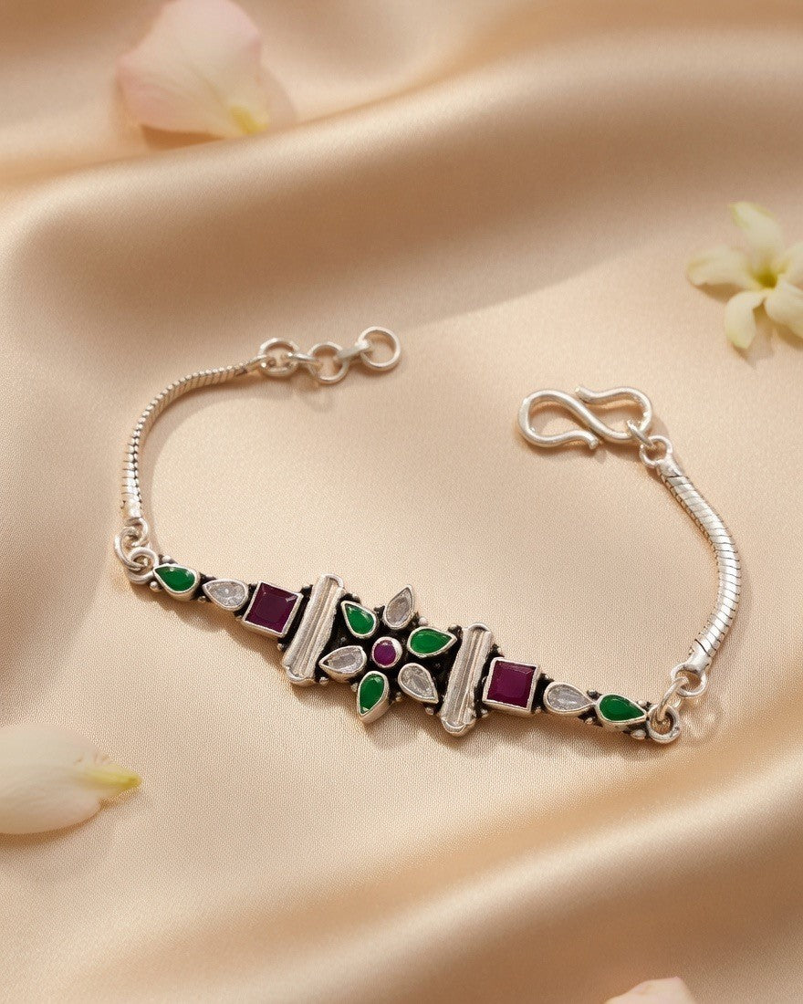 Rangpushpa Kundan Floral Bracelet