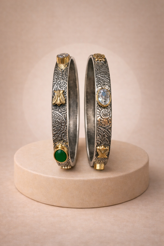 Handcrafted Oxidised Silver Bangles