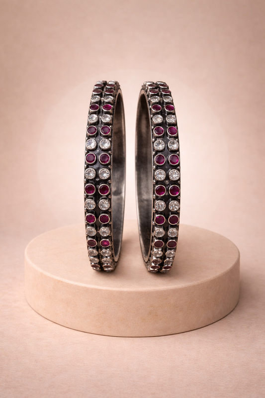 Handcrafted Oxidised Silver Bangles