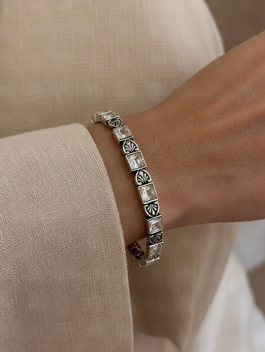 Square Zircon Heritage Bangle Pair